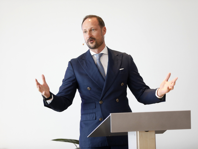 Kronprins Haakon på talerstolen i San Francisco. Foto: Tom Hansen / Innovasjon Norge