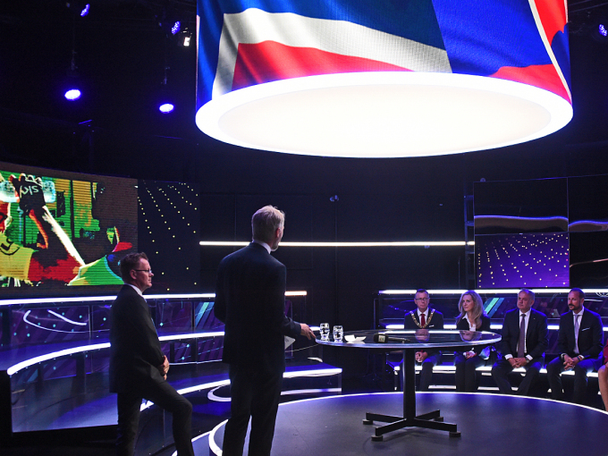 President Kiska og Kronprins Haakon på besøk hos TV 2. Foto: Sven Gj. Gjeruldsen, Det kongelige hoff