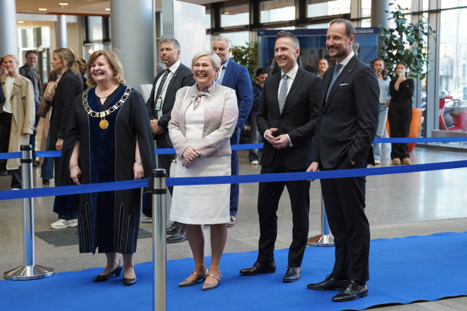 Kronprinsen ledsaget det islandske presidentparet under et besøk til handelshøyskolen BI. Der deltok de på et seminar hvor tema var fremtidens lederskap. Foto: Liv Anette Luane, Det kongelige hoff  