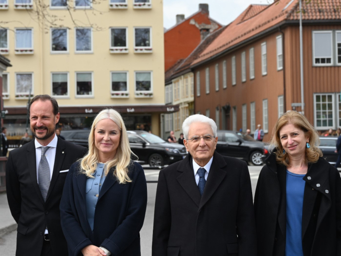 Kronprinsparet følgde President Mattarella og Laura Mattarella i Trondheim i dag. Foto: Sven Gj. Gjeruldsen, Det kongelege hoffet