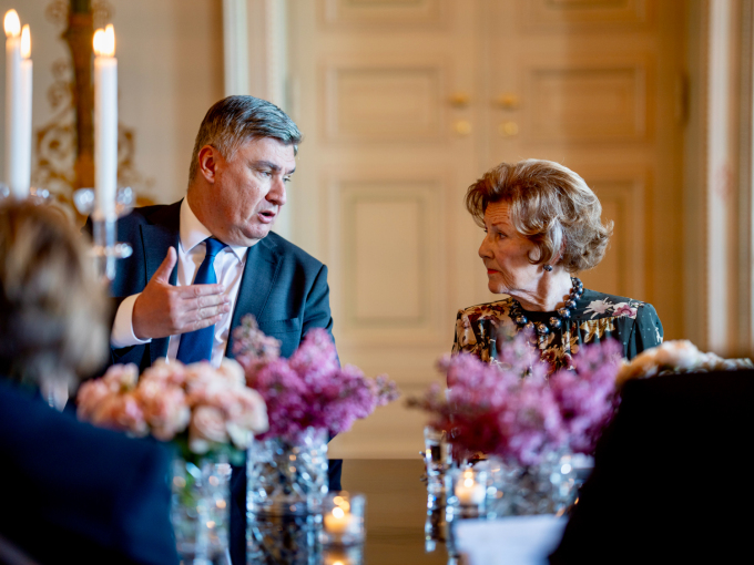 Kongeparet heldt lunsj for Kroatias president og førstedame. Foto: Ola Vatn, Det kongelege hoffet